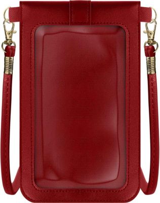 Etui AVIZAR Univesel Téléphone Fenêtre Tactile Rouge