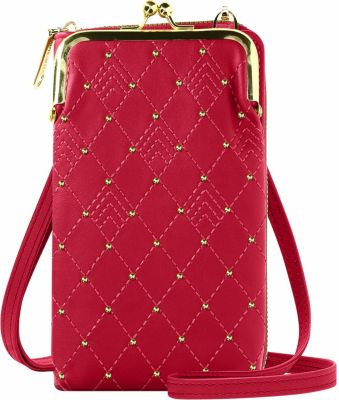 Etui AVIZAR Bandoulière Surpiqures en Losange Rose Etui AVIZAR Bandoulière Surpiqures en Losange Rose