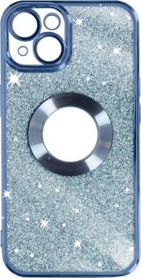 Coque AVIZAR iPhone 14 Paillette Contour Chromé Bleu