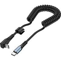 Câble USB AVIZAR Spiralé avec sortie coudée 90° Noir 1,2m