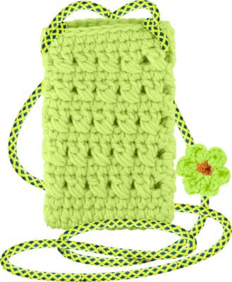 Etui AVIZAR Bandoulière Tricoté Main Vert Citron