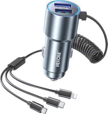 Chargeur allume cigare WK WK Chargeur voiture 2x USB et Câble 3 en