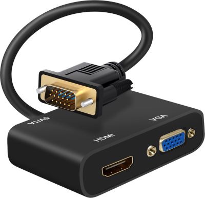 Adaptateur HDMI/VGA AVIZAR VGA vers HDMI + VGA Femelles + Audio 3.5