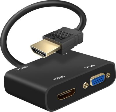 Adaptateur HDMI AVIZAR HDMI vers HDMI + VGA Femelle + Audio 3.5