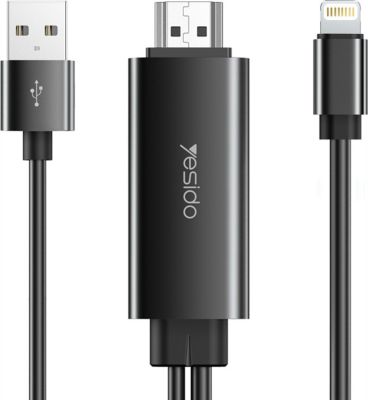 Câble HDMI YESIDO Lightning vers HDMI 1080p 1.8m Noir