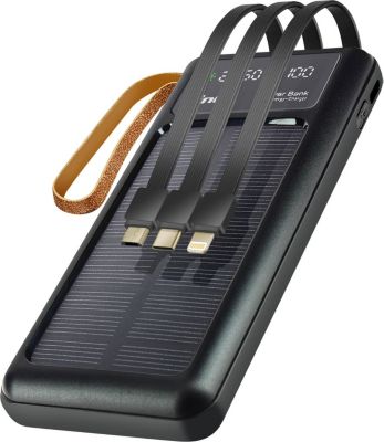 Batterie externe LINQ Solaire 15000 mAh avec Câble 3 en 1 Noir Batterie externe LINQ Solaire 15000 mAh avec Câble 3 en 1 Noir