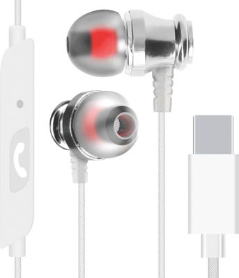 Ecouteurs LINQ Filaires USB C Kit Mains Libres Blanc