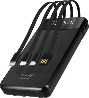 Batterie externe LINQ 15000mAh + Câble 4 en 1 Amovible Blanc Batterie externe LINQ 15000mAh + Câble 4 en 1 Amovible Blanc