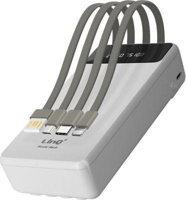 Batterie externe LINQ 25800mAh + Câble 4 en 1 Amovible Blanc Batterie externe LINQ 25800mAh + Câble 4 en 1 Amovible Blanc