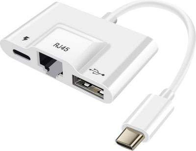 Câble Ethernet AVIZAR USB-C vers USB / USB-C / Ethernet Blanc