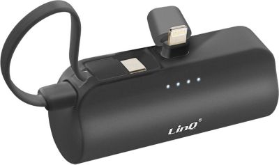 Batterie externe LINQ 6000mAh, Connecteur iPhone + USB-C Noir Batterie externe LINQ 6000mAh, Connecteur iPhone + USB-C Noir