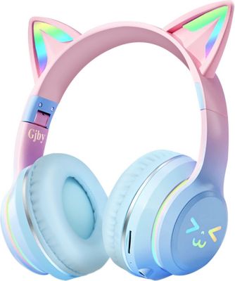 Casque AVIZAR Casque Bluetooth Oreilles de Chat Bleu