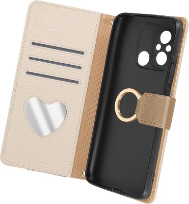 Etui AVIZAR Bandoulière Redmi 12C Portefeuille Beige