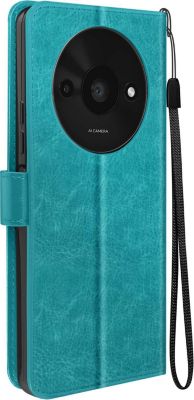 Etui MAYAXESS Dragonne Redmi A3 Portefeuille Turquoise