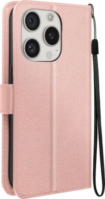 Etui MAYAXESS iPhone 15 Pro Portefeuille Rose Gold