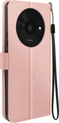 Etui MAYAXESS Dragonne Redmi A3 Portefeuille Rose Gold