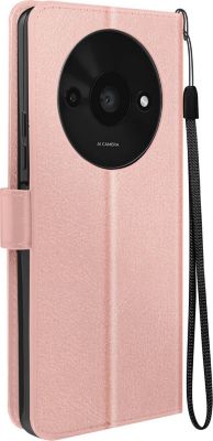 Etui MAYAXESS Dragonne Redmi A3 Portefeuille Rose Gold Etui MAYAXESS Dragonne Redmi A3 Portefeuille Rose Gold