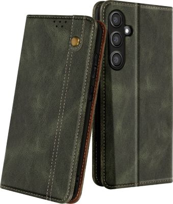 Etui AVIZAR Samsung S24 FE Clapet Surpiqué Vert Kaki Etui AVIZAR Samsung S24 FE Clapet Surpiqué Vert Kaki