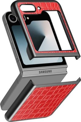Coque AVIZAR Galaxy Z Flip 6 Design Croco Rouge