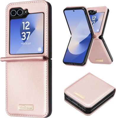 Coque AVIZAR Galaxy Z Flip 6 Cuir Vegan Rose Gold