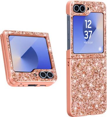 Coque AVIZAR Samsung Z Flip 6 Paillette Rose Gold