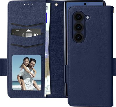 Etui AVIZAR Galaxy Z Fold 6 Portefeuille Bleu Nuit