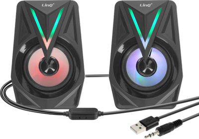 Enceinte PC LINQ Enceinte Jack 3.5mm Éclairage LED RGB