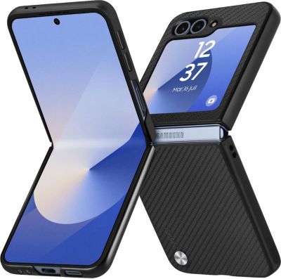 Coque AVIZAR Galaxy Z Flip 6 Effet Carbone Noir