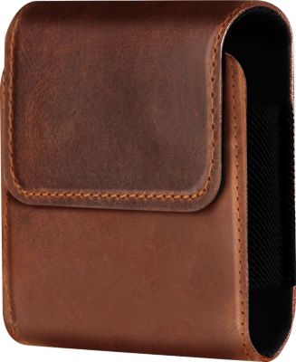 Etui AVIZAR Ceinture Cuir Téléphone Pliable Marron