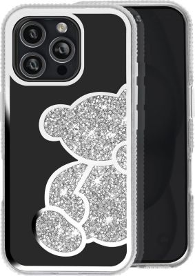 Coque AVIZAR iPhone 16 Pro Max Ourson Strass Argent