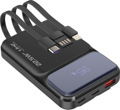 Batterie externe LINQ 10000mAh Noir + Câbles Intégrés