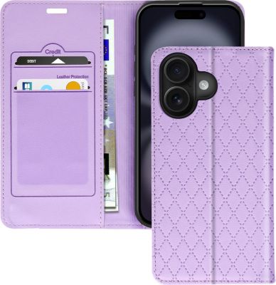 Etui AVIZAR iPhone 16 Plus Folio Losange Violet Etui AVIZAR iPhone 16 Plus Folio Losange Violet
