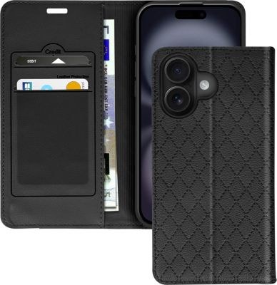 Etui AVIZAR iPhone 16 Folio Losange Noir Etui AVIZAR iPhone 16 Folio Losange Noir
