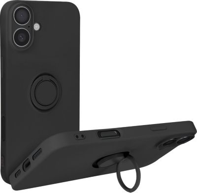 Coque AVIZAR Bague iPhone 16 Plus Silicone Noir