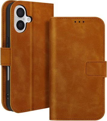 Etui AVIZAR iPhone 16 Plus Clapet Marron Etui AVIZAR iPhone 16 Plus Clapet Marron