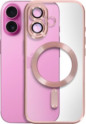 Coque AVIZAR MagSafe iPhone 16 Chromé Rose Gold