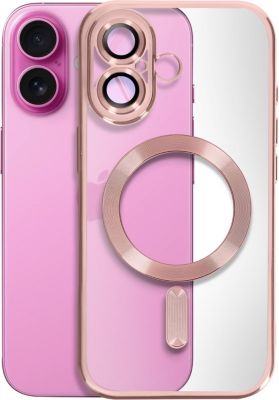 Coque AVIZAR MagSafe iPhone 16 Chromé Rose Gold