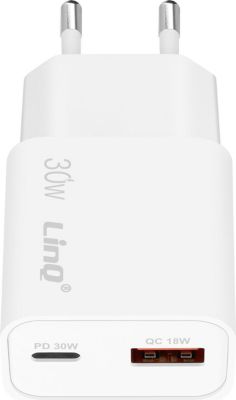 Chargeur secteur LINQ USB 18W + USB C 30W Charge Rapide