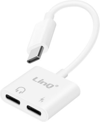 Câble alimentation LINQ Charge rapide et Audio USB C Blanc