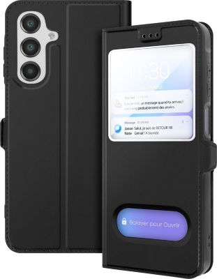 Etui AVIZAR Samsung A16 Fenêtre Support Vidéo Noir