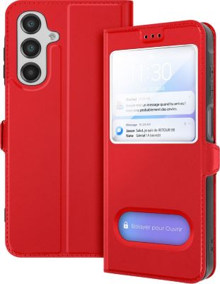 Etui AVIZAR Samsung A16 Fenêtre Support Vidéo Rouge Etui AVIZAR Samsung A16 Fenêtre Support Vidéo Rouge