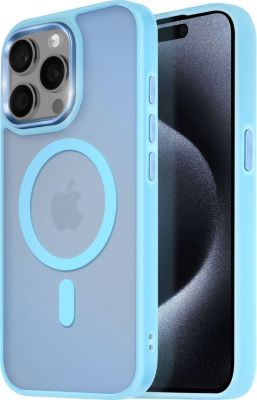 Coque AVIZAR MagSafe iPhone 15 Pro Givré Bleu clair
