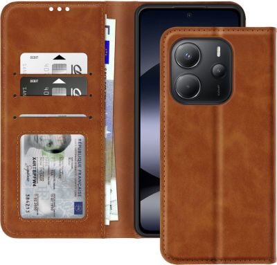 Etui AVIZAR Redmi Note 14 4G Portefeuille Marron