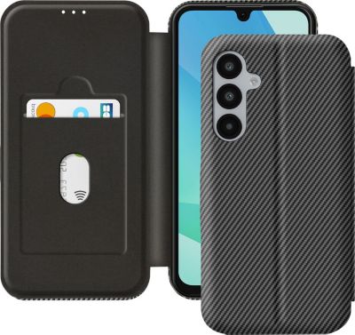 Etui AVIZAR Samsung A16 Carbone Porte carte Noir