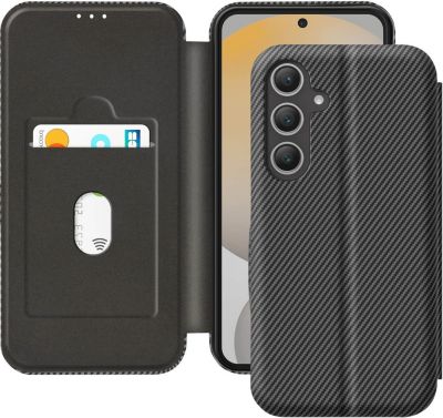 Etui AVIZAR Samsung S24 FE Carbone Porte carte Noir
