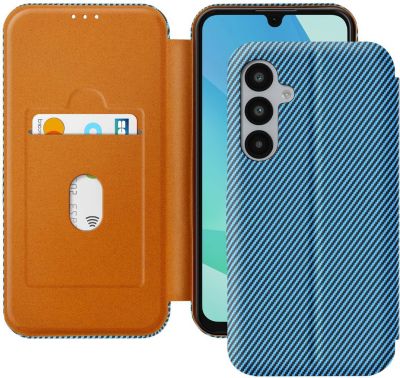 Etui AVIZAR Samsung A16 Carbone Porte carte Bleu