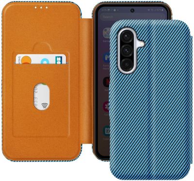 Etui AVIZAR Carbone Samsung A36 Porte-Carte Bleu