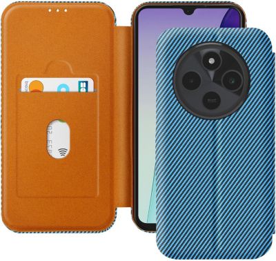 Etui AVIZAR Carbone Redmi 14C Porte-Carte Bleu