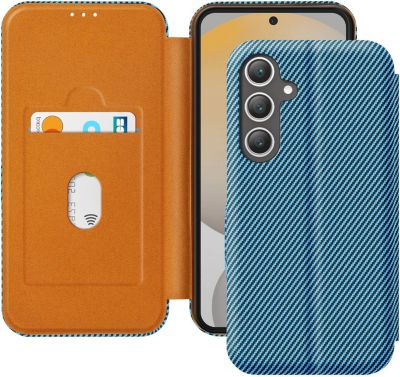 Etui AVIZAR Samsung S24 FE Carbone Porte carte Bleu