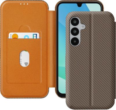 Etui AVIZAR Samsung A16 Carbone Porte carte Marron
